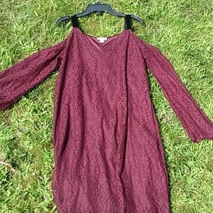 Maroon off shoulder dress